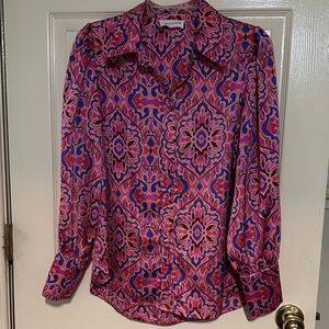 First Love Vibrant Pink and Blue Button Down Shirt